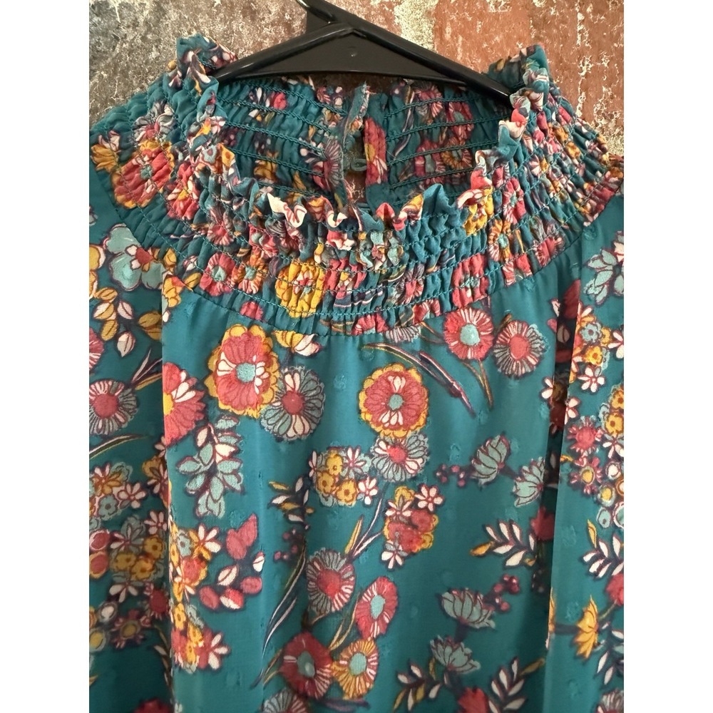 Nanette Lepore Long Sleeve Chiffon Dress Navy Floral Print Size 6 - Picture 8 of 10